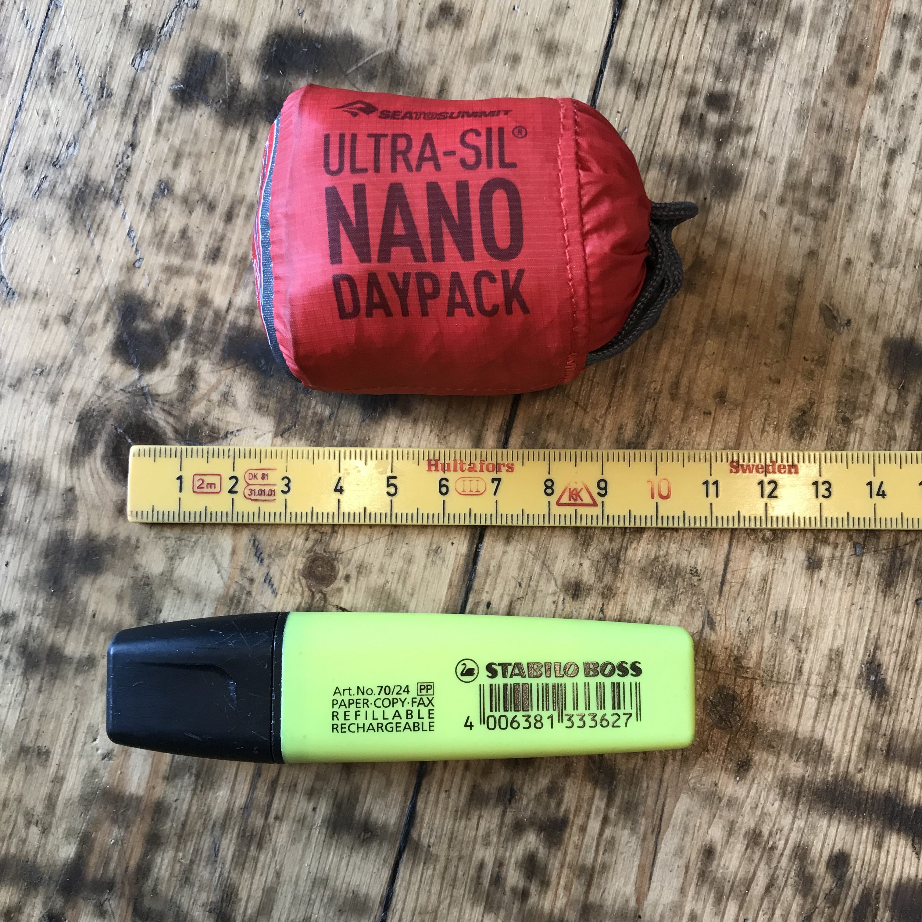 Sea To Summit Ultra-Sil Nano Daypack er den rygsæk jeg kender til med mindst pakvolumen. 